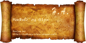 Hadházy Alex névjegykártya